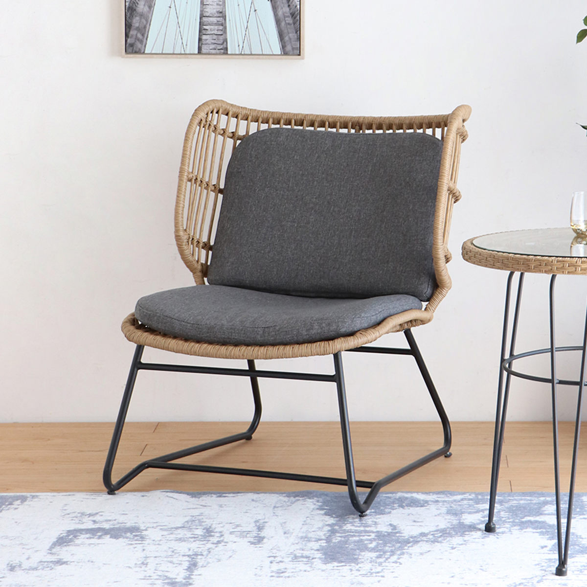 東馬（Tohma） リゾネア ワイドチェア 1人掛け 座面高44cm ラタン調