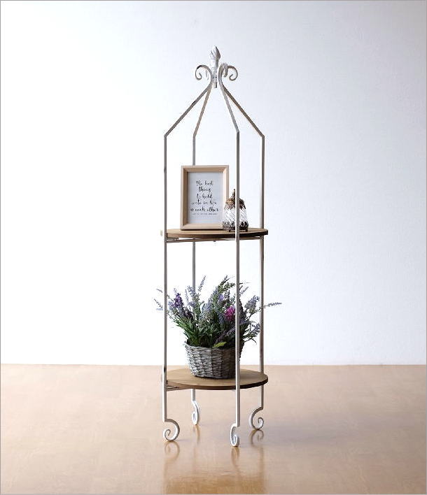 フラワーラック 花台 ウッド ホワイトアイアン おしゃれ フラワー