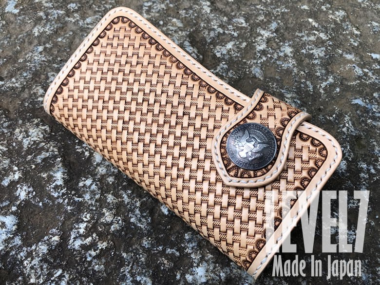 長財布/ハンドメイドロングウォレット バスケットカービング