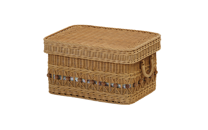 バスケット 収納 かご カゴ フタ付き 蓋付き スタッキング ラタン 籐