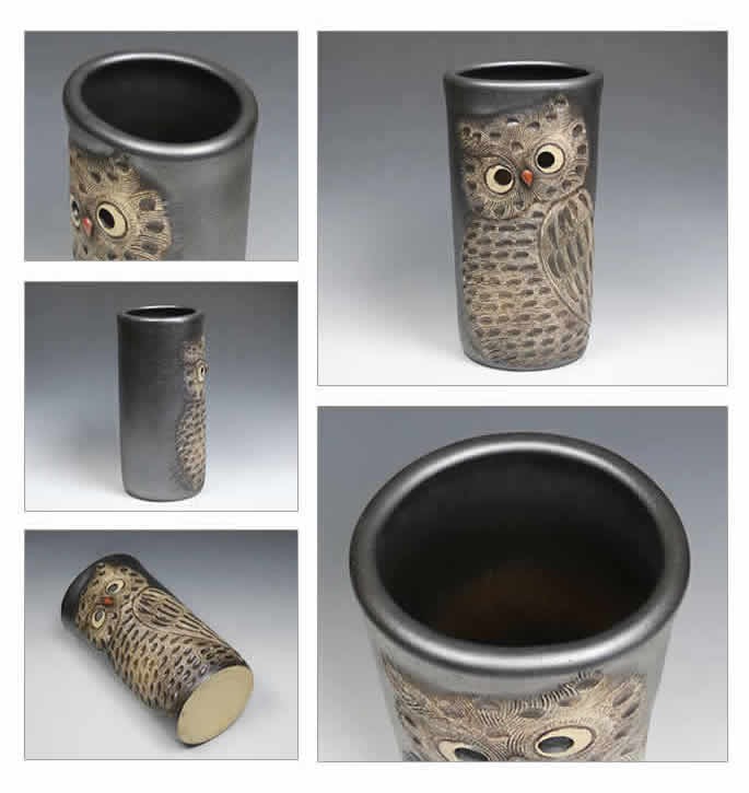 傘立て 陶器 信楽焼 おしゃれ スリム フクロウ 傘入れ モダン シンプル