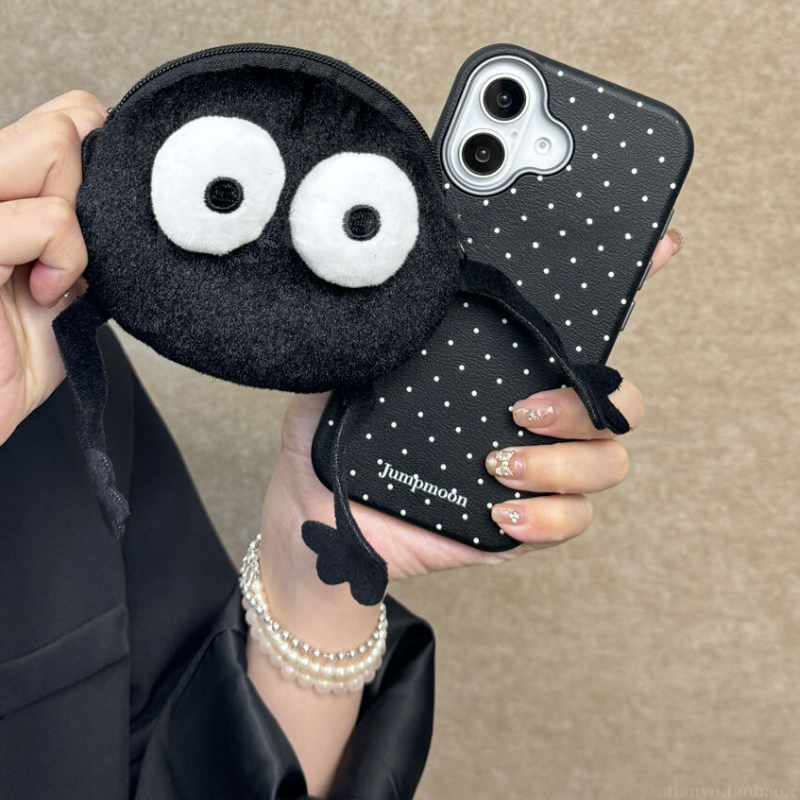 キュートブラックモンスターポーチサイドクリップスマホショルダー