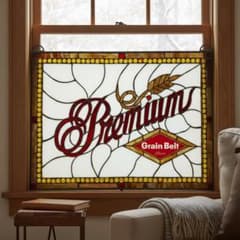 送料込み【希少】【幅67㎝】グレインベルト 特大ステンドグラス 看板