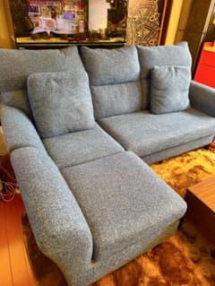 ニトリ 3人掛け ターコイズブルー カウチソファ センターテーブル