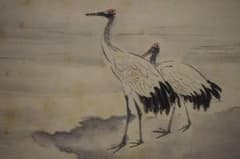 真作/森寛斎/日ノ出双鶴図/桐題箱二重箱付/布袋屋掛軸HJ-517 - メルカリ