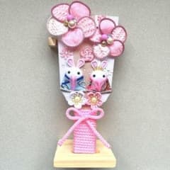 つまみ細工 なかよしうさぎちゃん ひなまつり羽子板 ハンドメイド