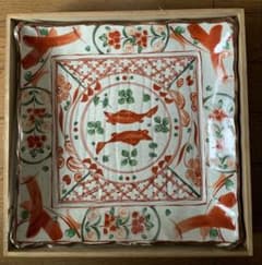 美濃焼 魚と花の柄 陶器皿 大皿 木箱付き - メルカリ