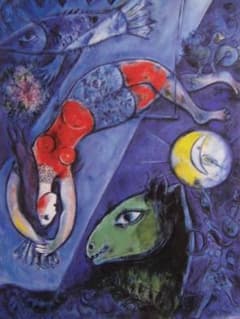 シャガール、『青いサーカス』、希少な画集より、新品高級額・額装付