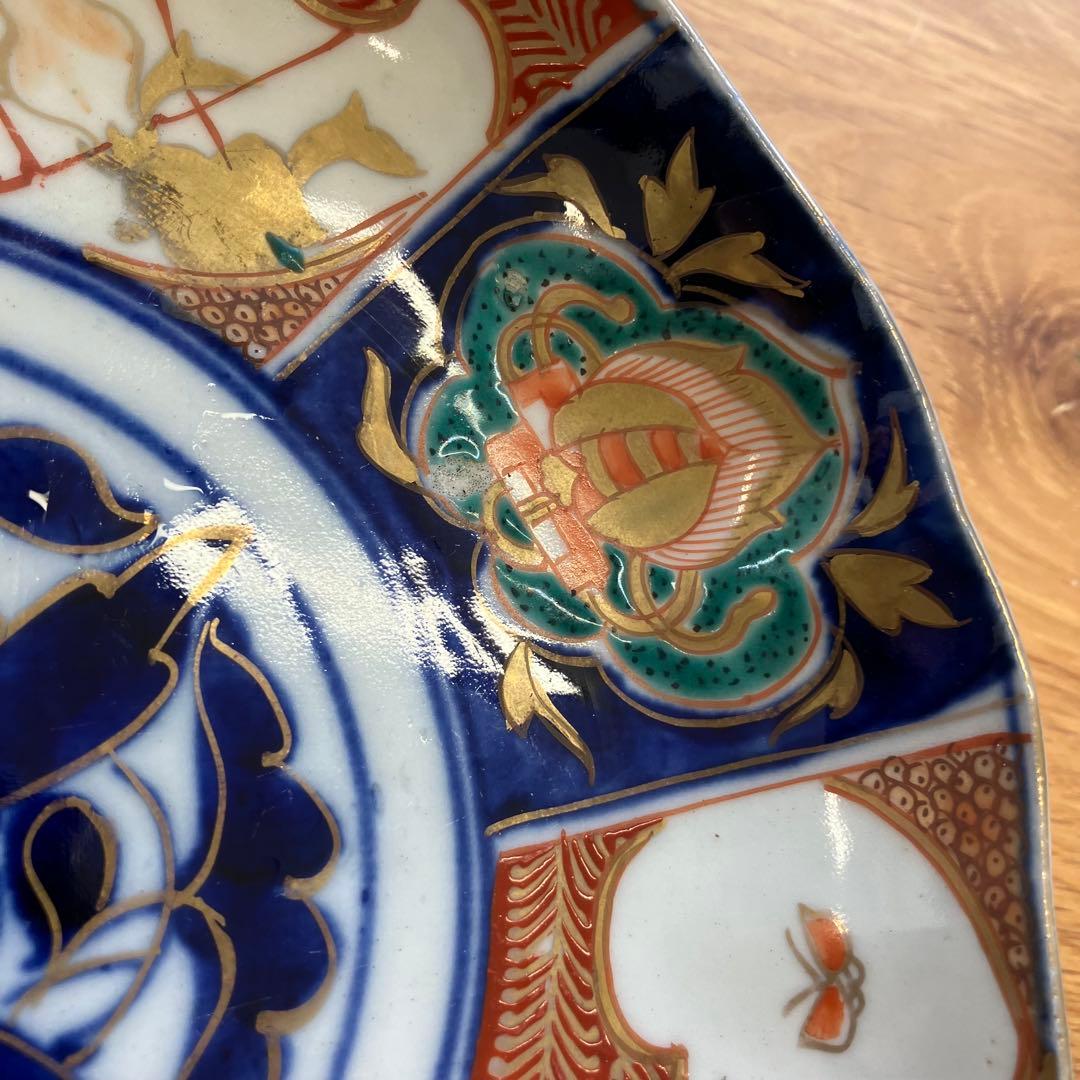 値下げ！明治時代 古伊万里 6寸皿 4枚セット 色絵 中皿 金彩 ベロ藍