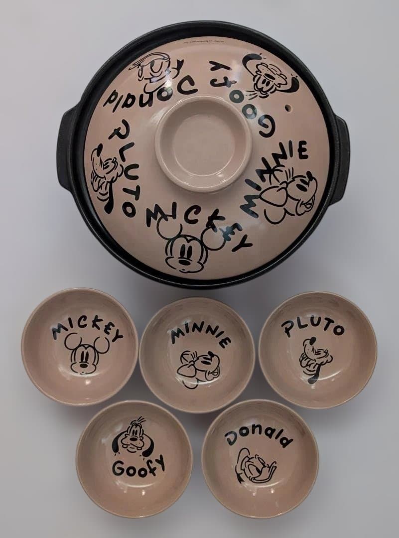 希少　ディズニー　土鍋9号＆小鉢5個　ベルメゾン　ミッキー　ミニー　ドナルド 希少 ディズニー 土鍋9号＆小鉢5個 ベルメゾン ミッキー ミニー ドナルド