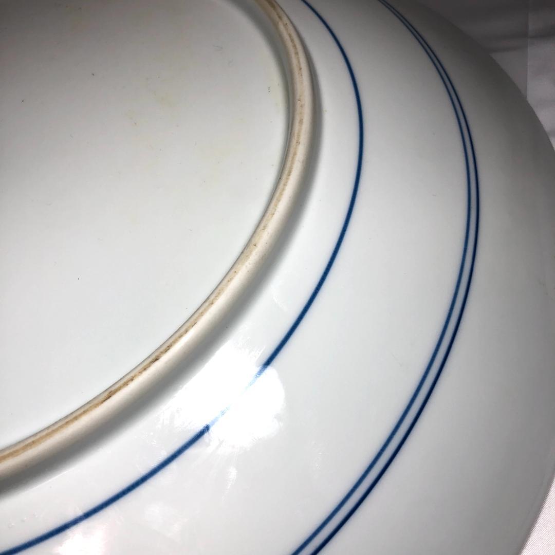 有田焼　特大皿　緒方松右衛門 染付け 山水図 手書き 45.5cm　レトロ品