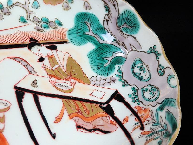 古伊万里 金襴手 唐人美人図 膾皿 5客 615AS-AEy