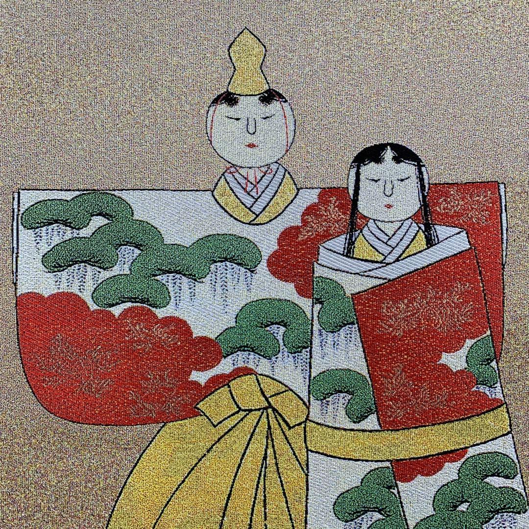 美品 掛け軸 酒井抱一画 西陣紹巴つづれ「立雛」風鎮・自在付き ひな祭り