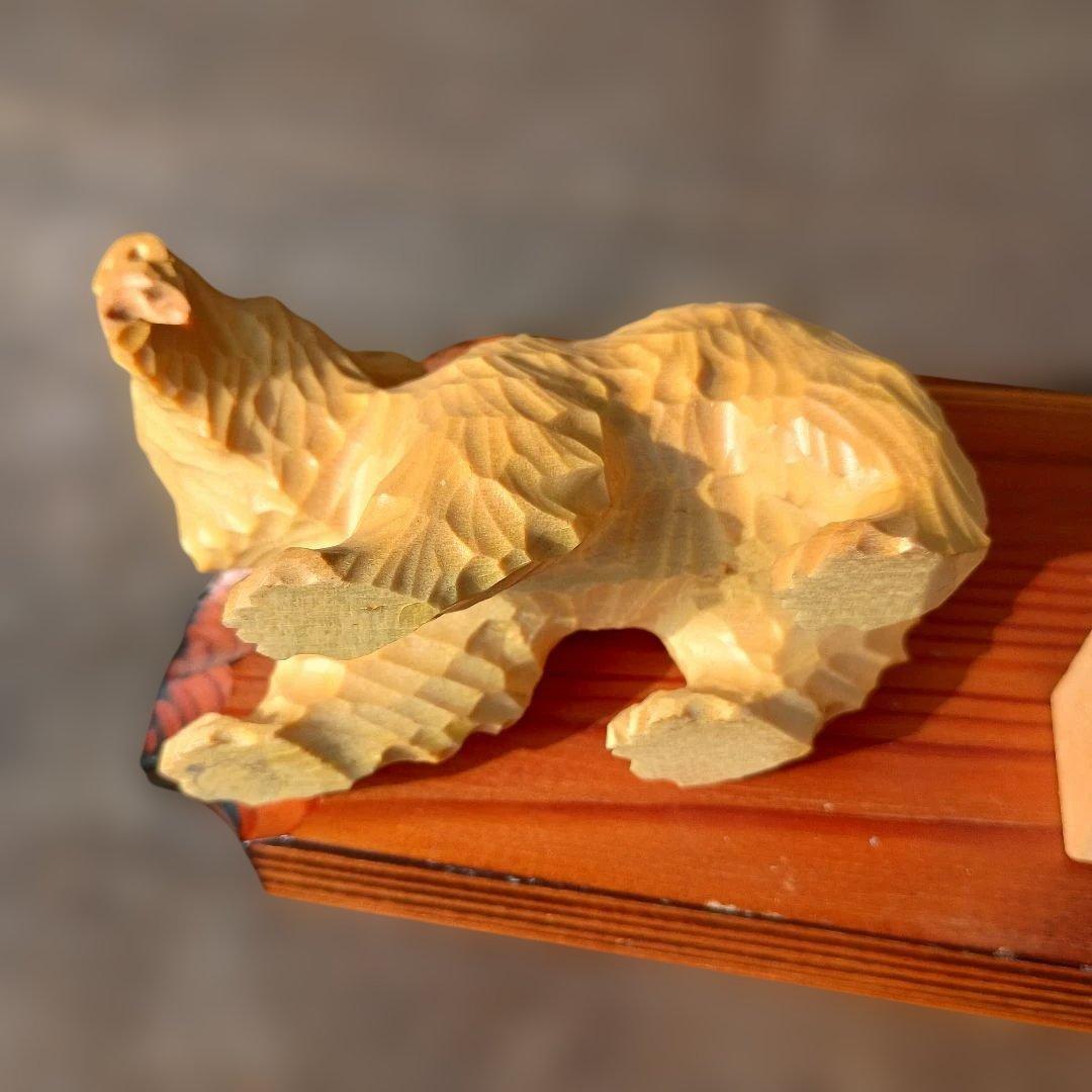 北海道 木彫熊 堀井民芸 白熊親子 vintage 木彫り 熊 民藝 民芸 - メルカリ