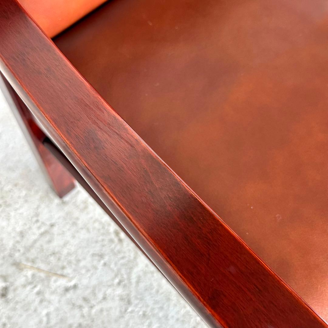 ☆1980年代☆ morishigeオリーブ印 アームチェア 本革 国産高級家具