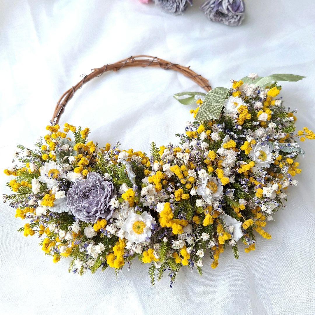 ミモザドライフラワーハーフリース ミモザのハーフリース♡ ドライフラワー fairy ai flower 通販