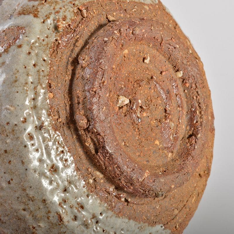 茶道具 加藤唐九郎 一無斎（一ム斎）作 鼠志野 茶碗 共布共箱 D R6708