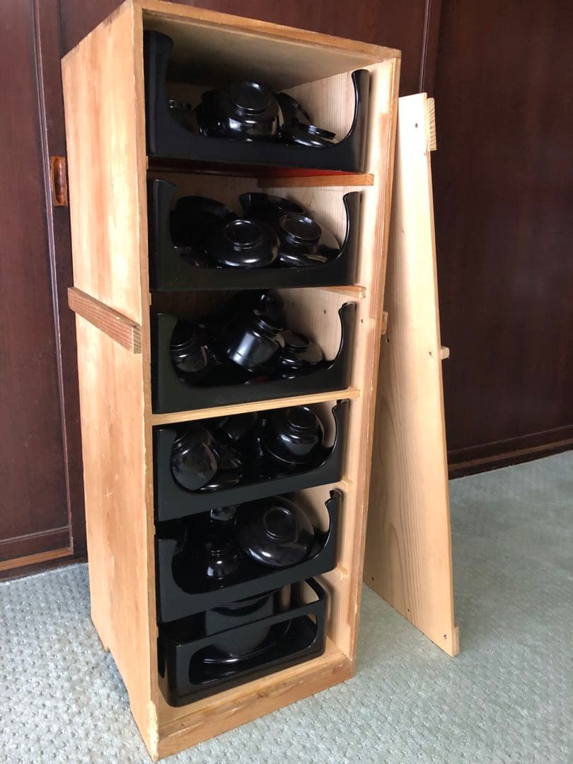 お膳 お椀 5膳 おひつ しゃもじ お盆 セット 木製収納箱付き 骨董品