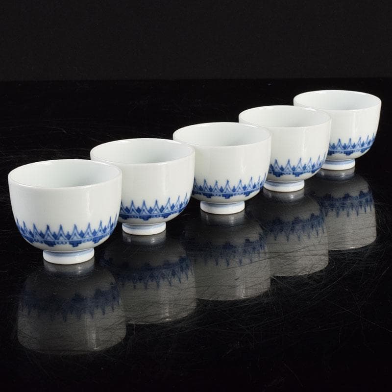 京焼 平安陶工 清山 染付 酒盃 五客 時代箱付 M R4963 - メルカリ