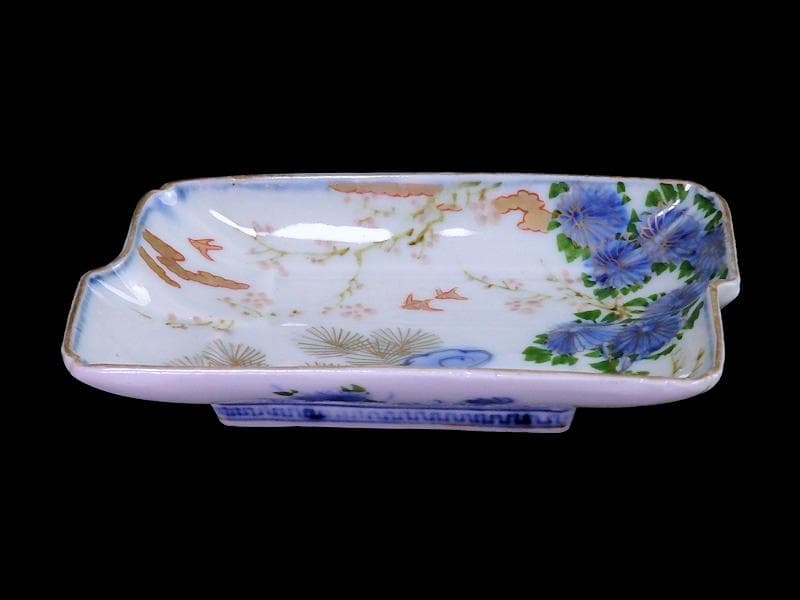 古伊万里 染錦 梅に菊 松に短冊の図 変形長皿 5客 B048AS-CWx - メルカリ