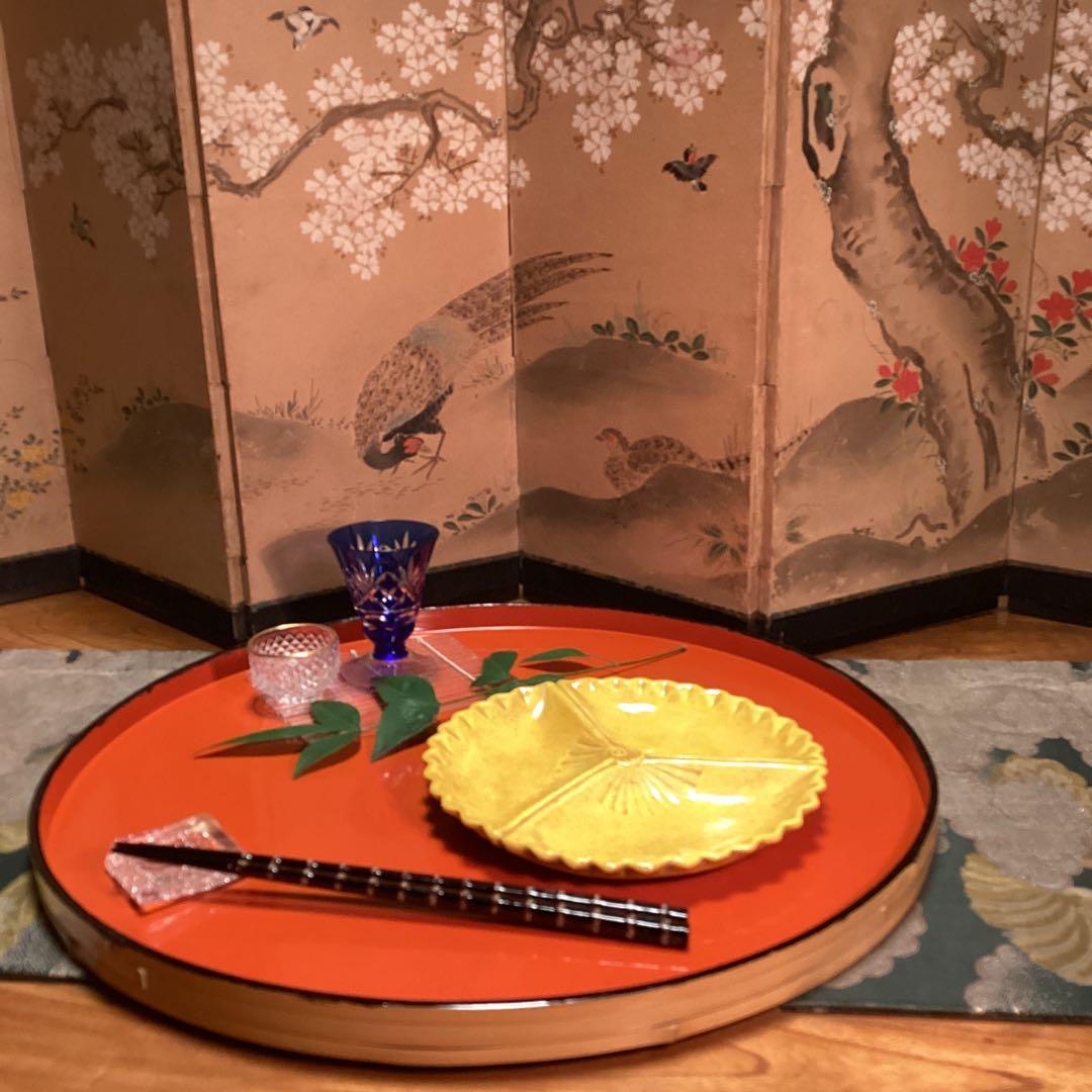 特別出品】 懐石道具 黄交趾焼 源内焼 三つ扇皿 5枚揃 供箱 - メルカリ