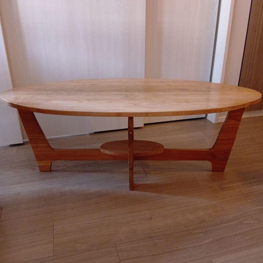 ナチュラルウッド センターテーブル オーバル型 - メルカリ