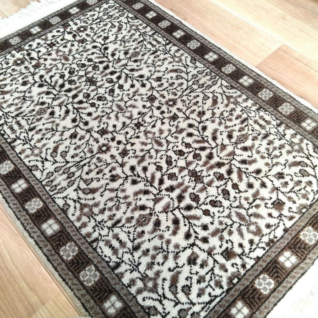 Y358 高級トルコ絨毯 カイセリ 手織 ウールxコットン 63×89cm - メルカリ