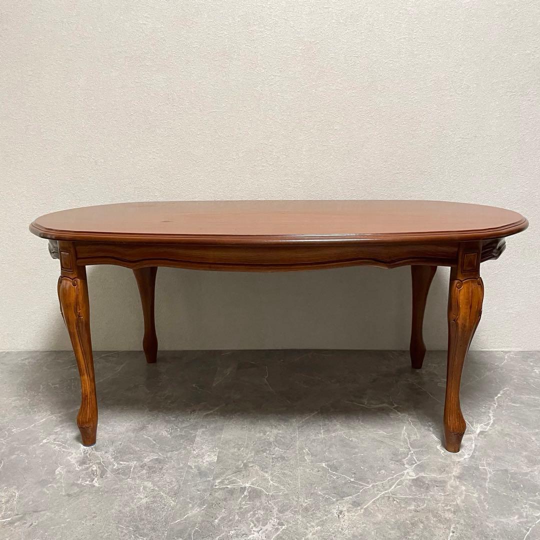 クラシカル 猫脚センターテーブル アンティークローテーブル オーバル