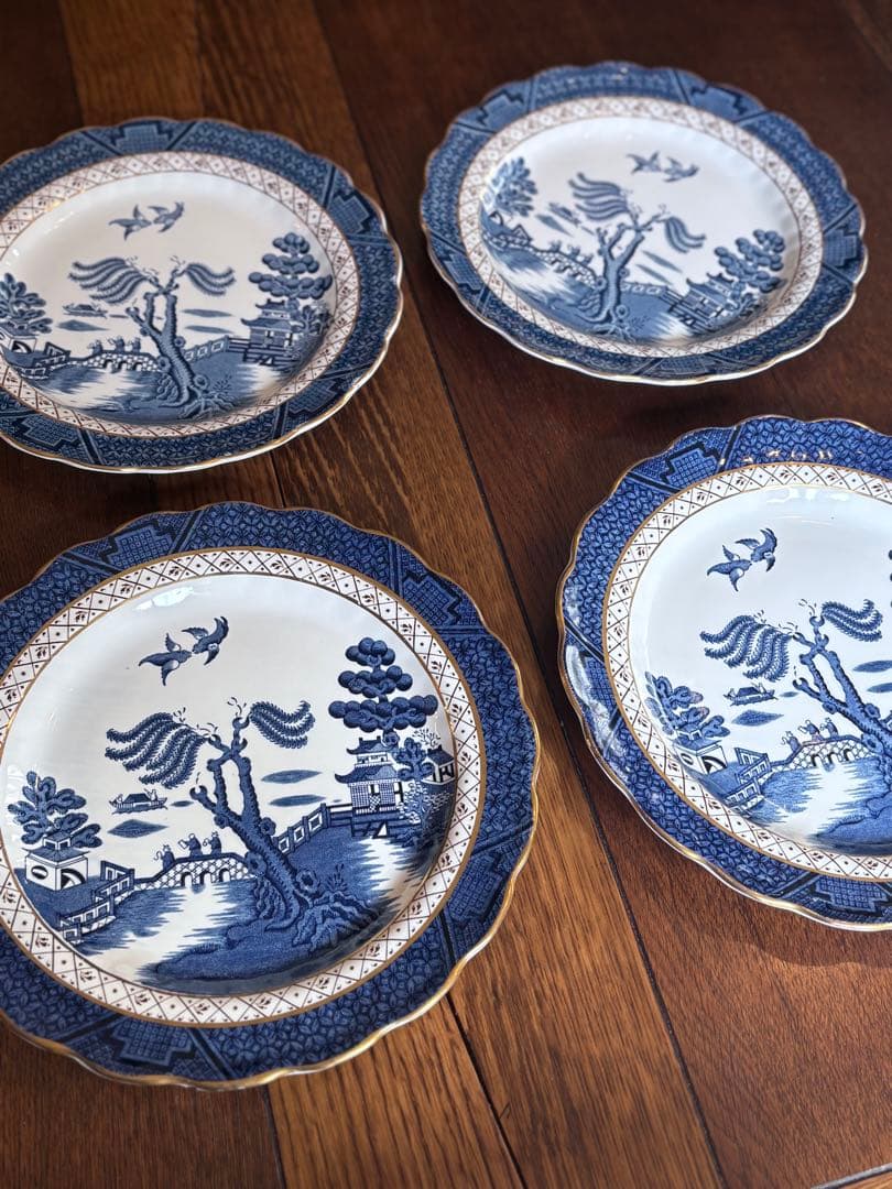 ブース社のリアルオールドウィロー ディナープレート4枚 イギリスから届いたアンティークのディナープレート、BOOTHS （ブース