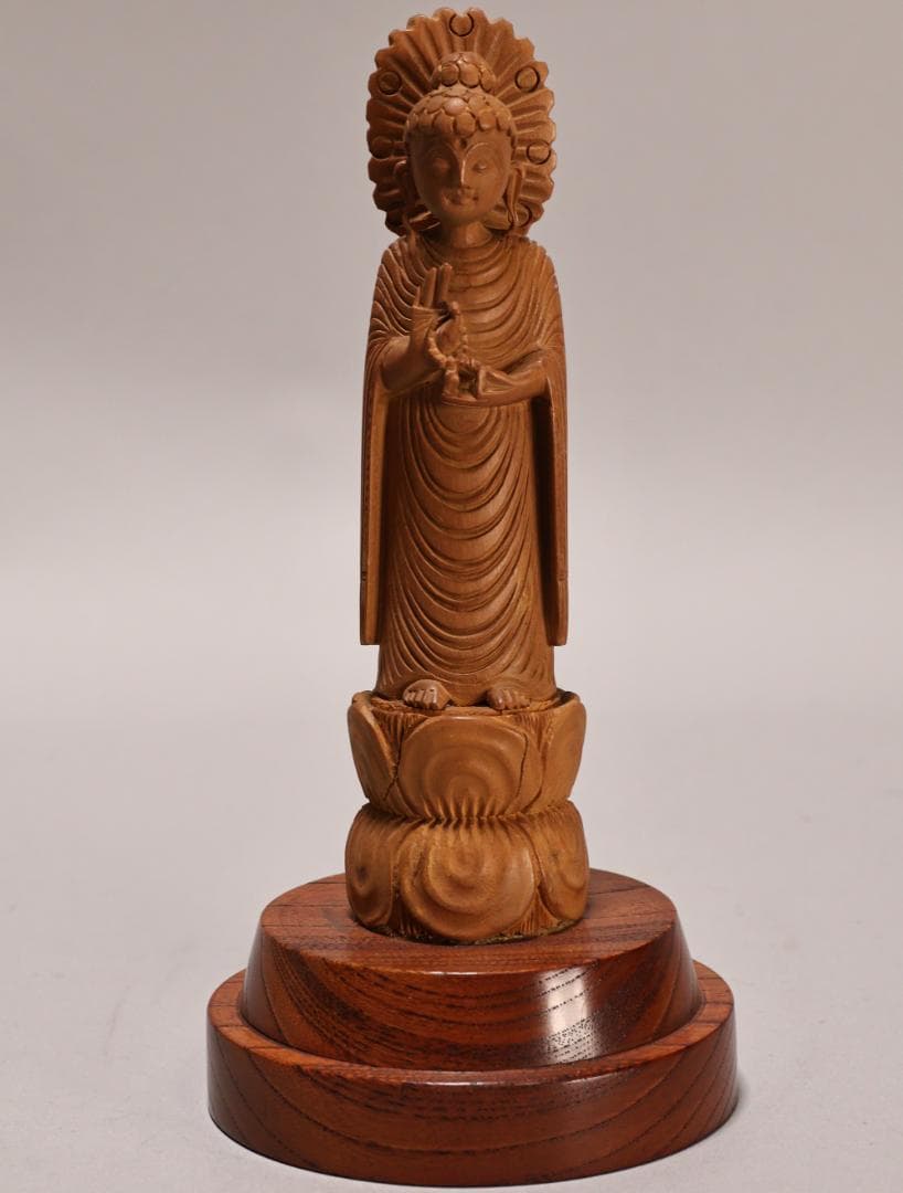 BK438 木彫 黄楊製 魚籃観音 木製 聖観音菩薩 阿弥陀如来 4対 - メルカリ