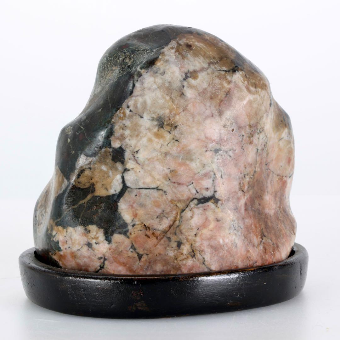 菊花石 菊紋石 紋石 台座付 635g 鑑賞石 原石 自然石 美石 小品盆栽の