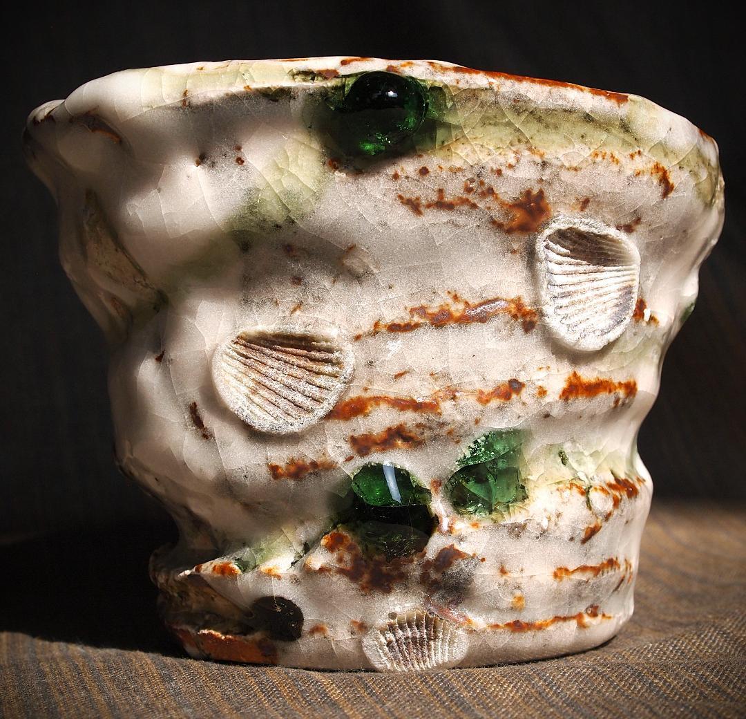 個展作品★村越琢磨【師：梅原武平】志野織部フリーカップＢ★ビードロ