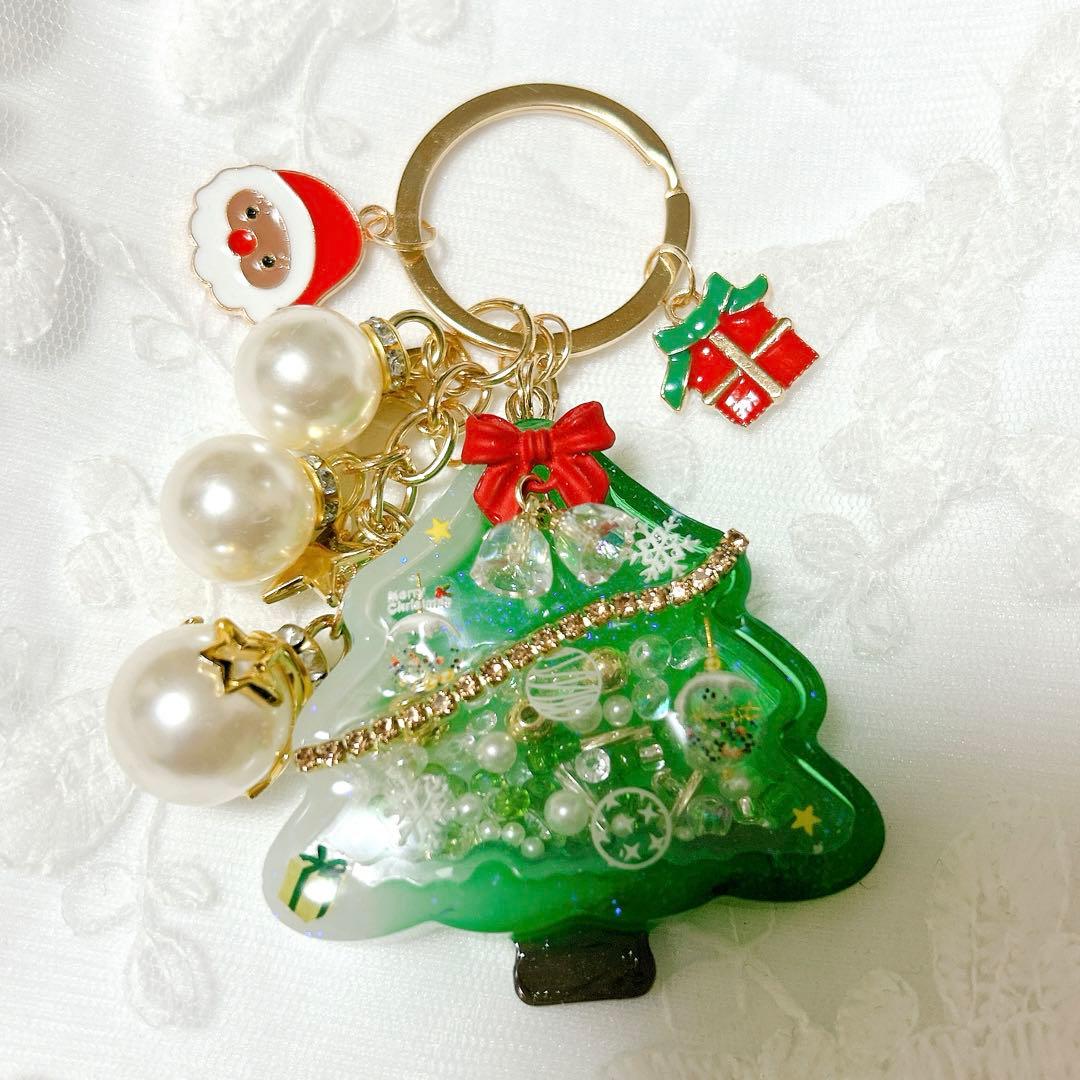 レジン シェイカーキーホルダー クリスマスツリー シャカシャカ サンタ