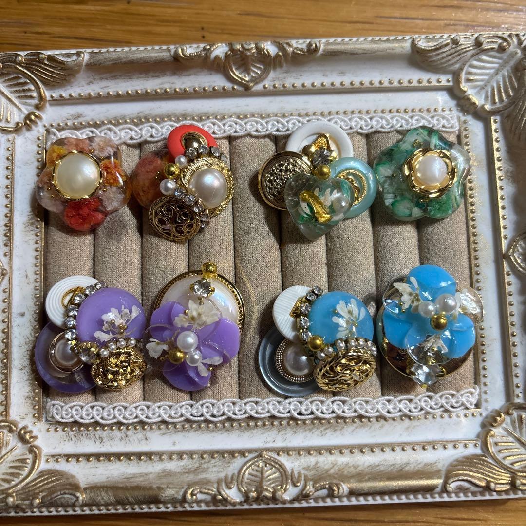 ハンドメイド ボタンカボション花モチーフ　⑥ 楽天市場】カボション 包みボタン 刺繍 フラワー ナチュラル 貼り付け