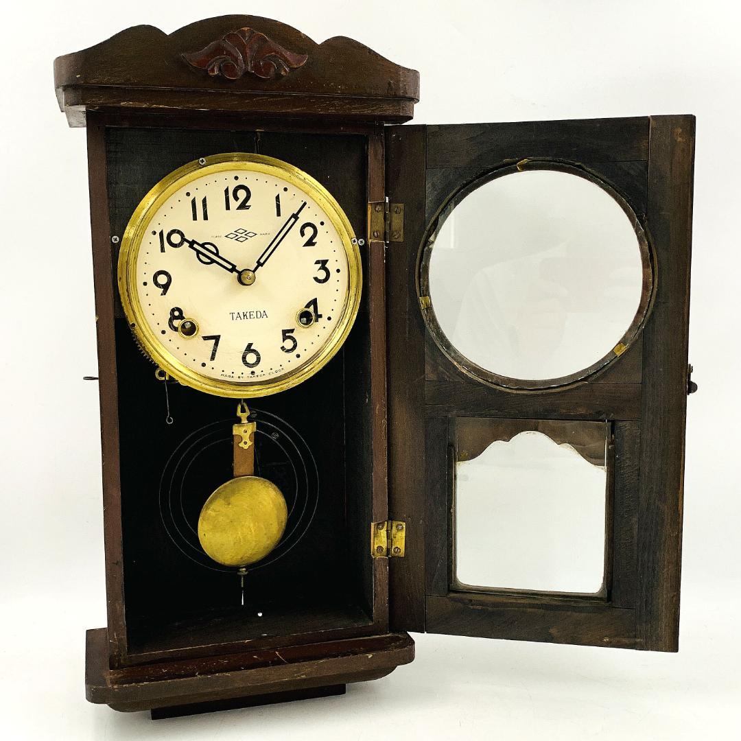 希少 古時計 TAKEDA ボンボン時計 ゼンマイ式 柱時計【稼働品】 - メルカリ