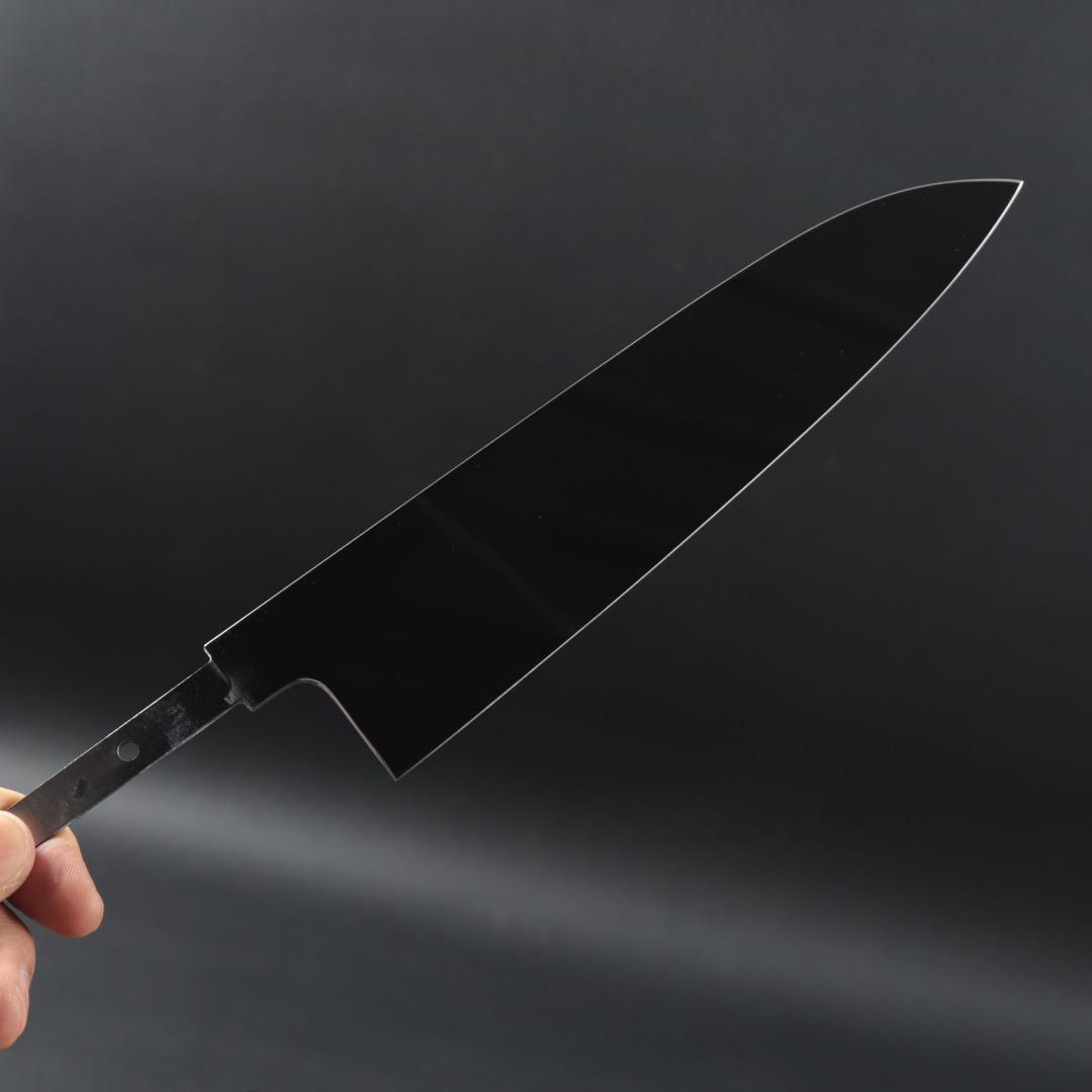 11038牛刀7寸家庭用 業務用 刺身包丁 鏡面仕上げ 両刃 黒檀黒水