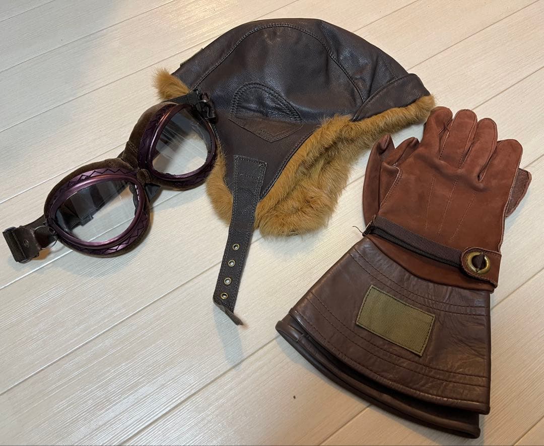 日本海軍航空隊　搭乗員セット　航空眼鏡+航空帽+航空手袋　複製品　値下受付中 日本海軍 初期航空眼鏡と初期飛行帽 | 軍装 製作 赤とんぼのブログ