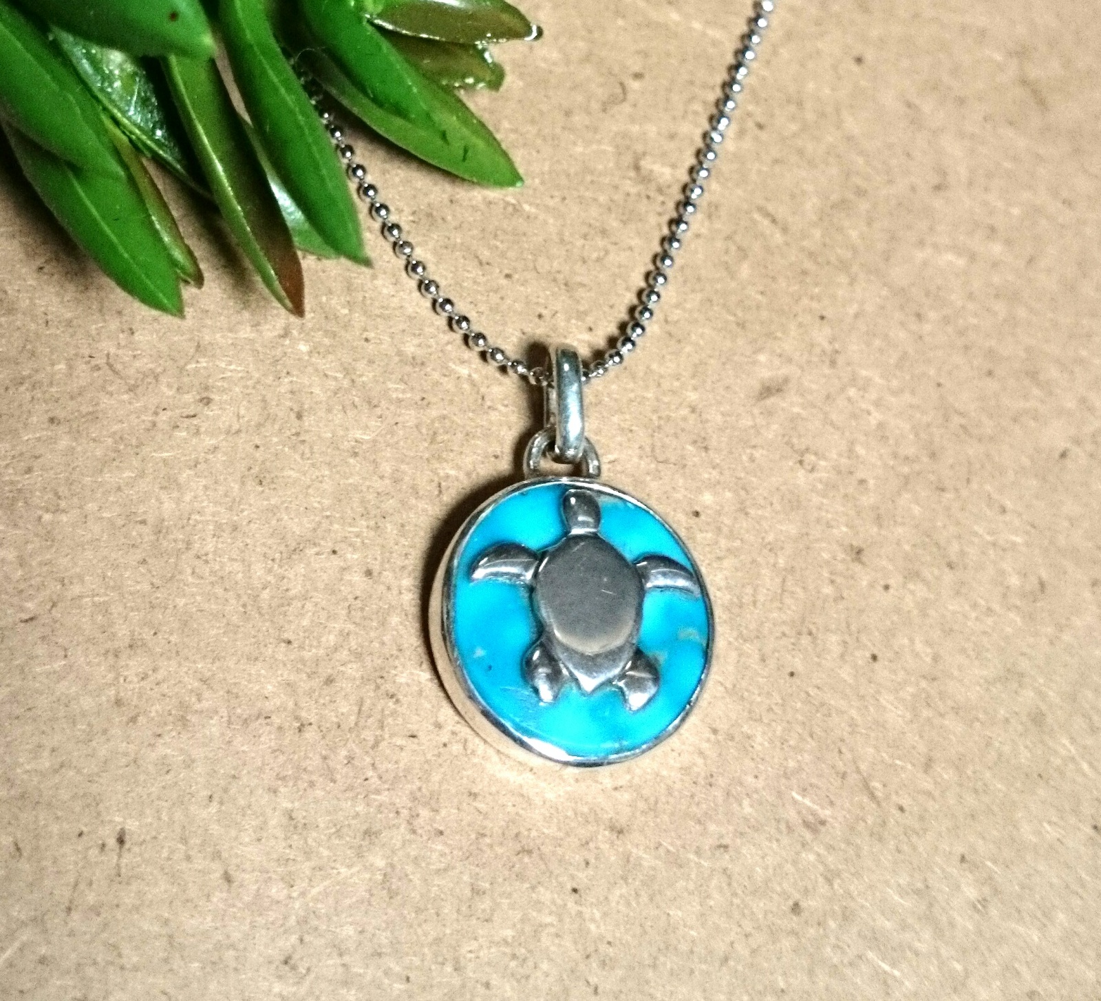 ターコイズシルバーペンダントネックレス(亀) - silver GiGi GALLERY
