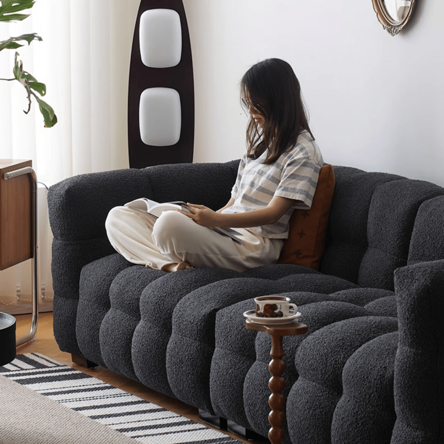 ソファー 四人掛け 2.2m 2.8m ファブリック 黑 白 ブラック